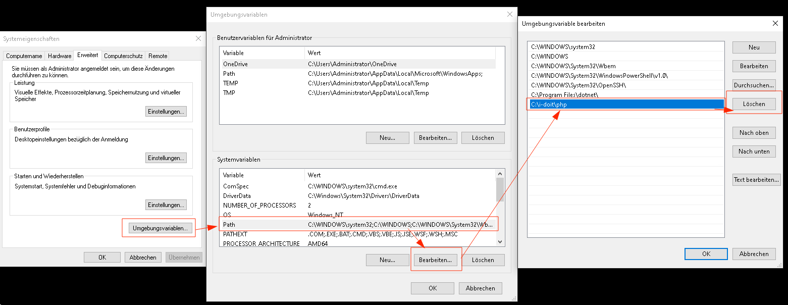 Deinstallieren PHP
