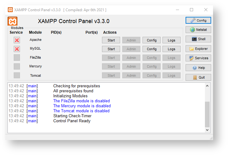 Installation-control-panel