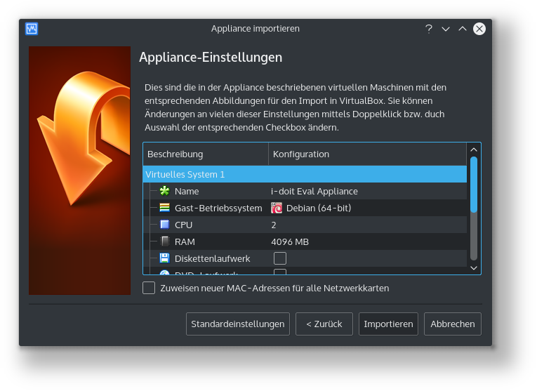 Appliance-Einstellungen