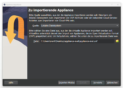 Starte Import