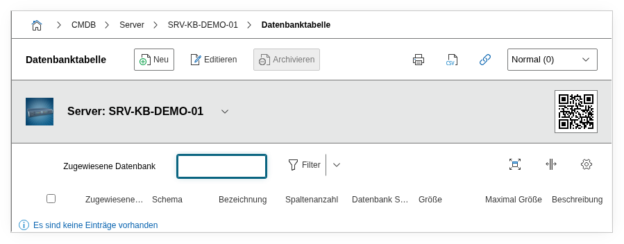 Database tables