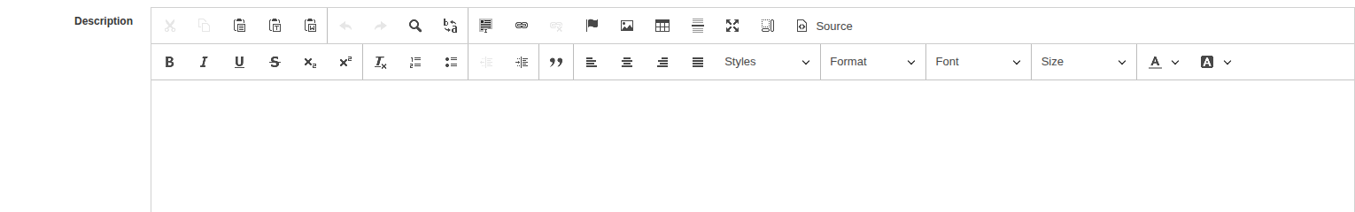 Description field with the complete toolbar