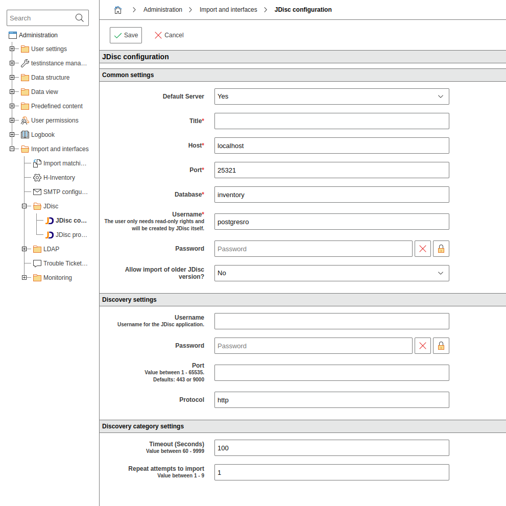 JDisc configuration