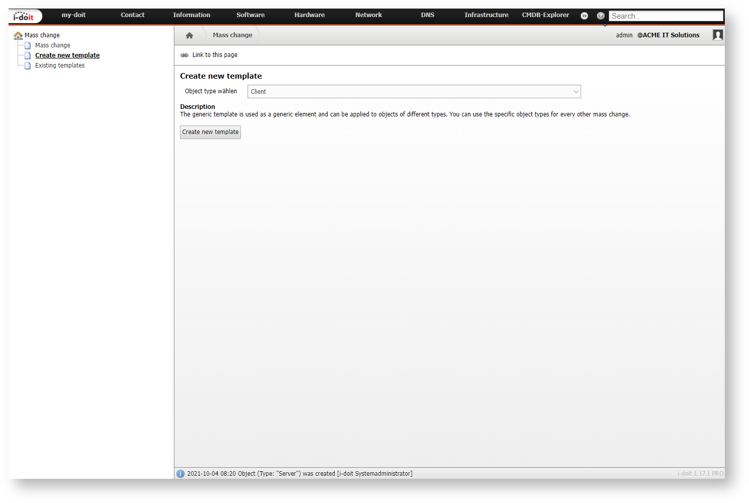 Creating a Change Template