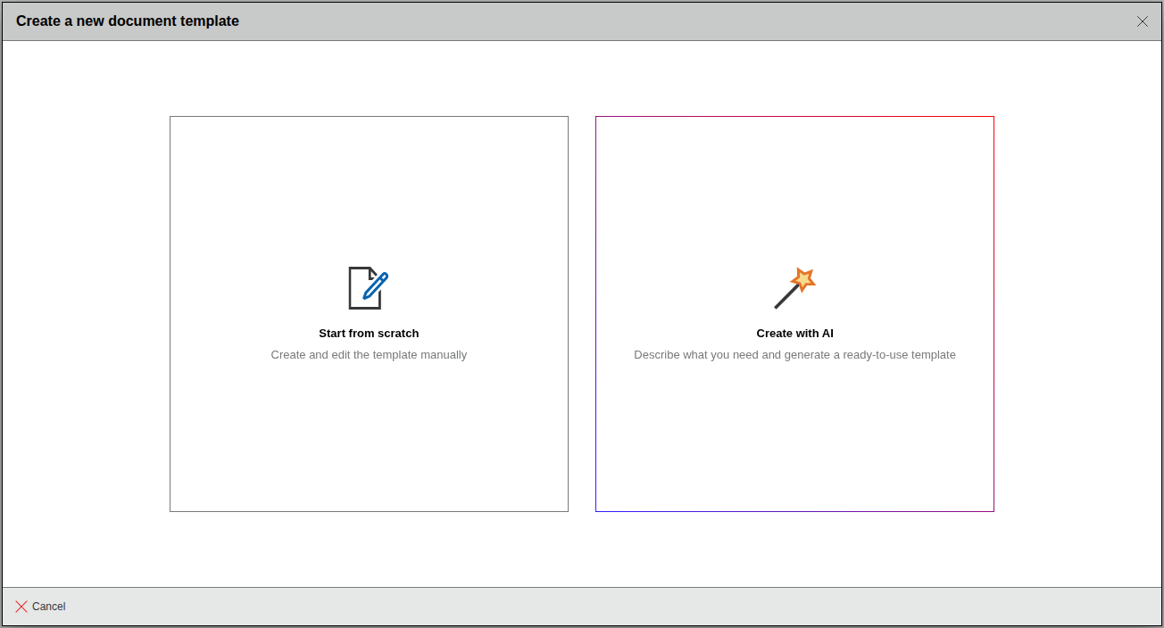 Create a new document template