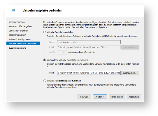Virtual hdd configuration