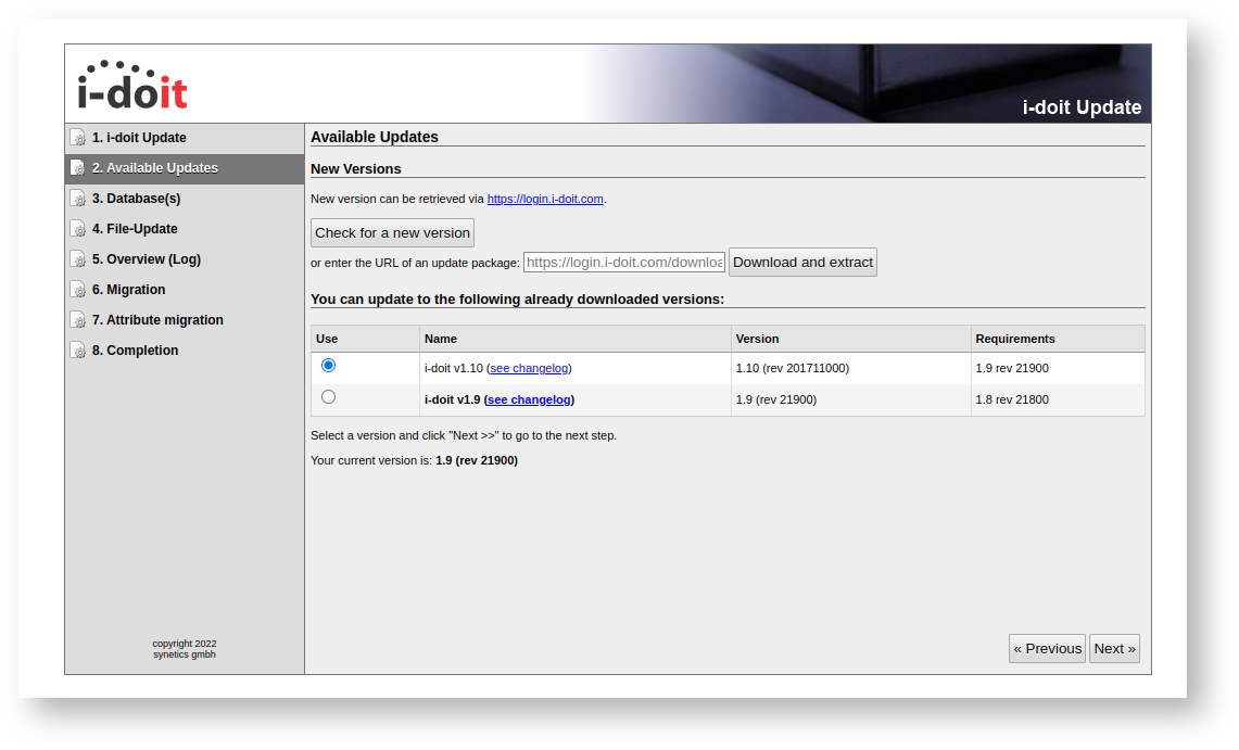 Updating 1.9 to 1.10
