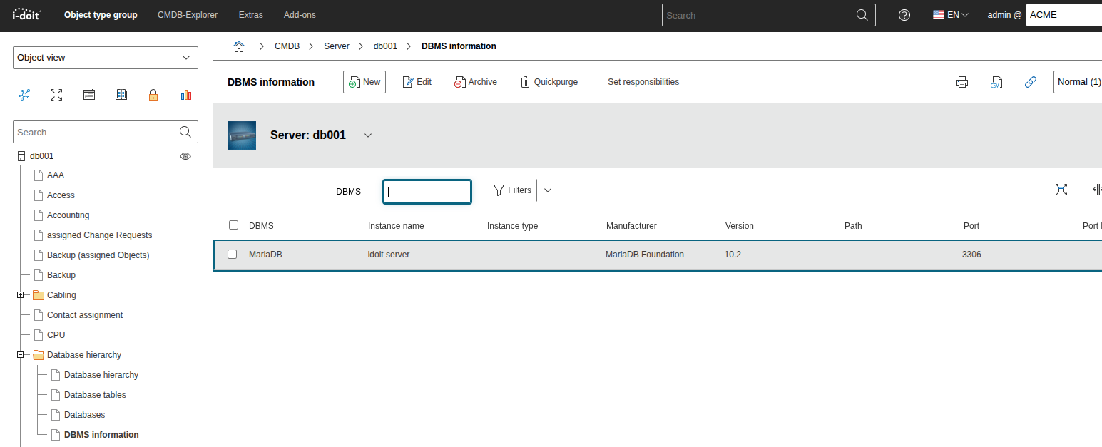DBMS information